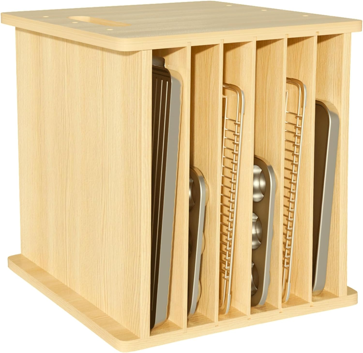 Kitchen Cabinet Baking Organizer - Wooden Bakeware Tray Divider Organizer, Vertical