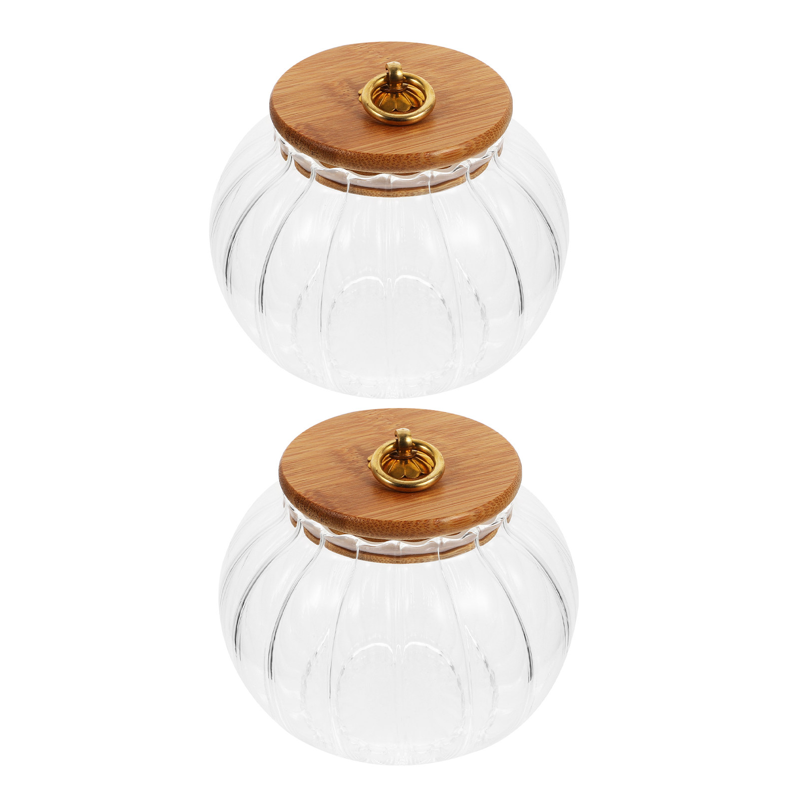 Kitchen Baking Pantry - 2Pcs Clear Pumpkin Glass Jar 800Ml