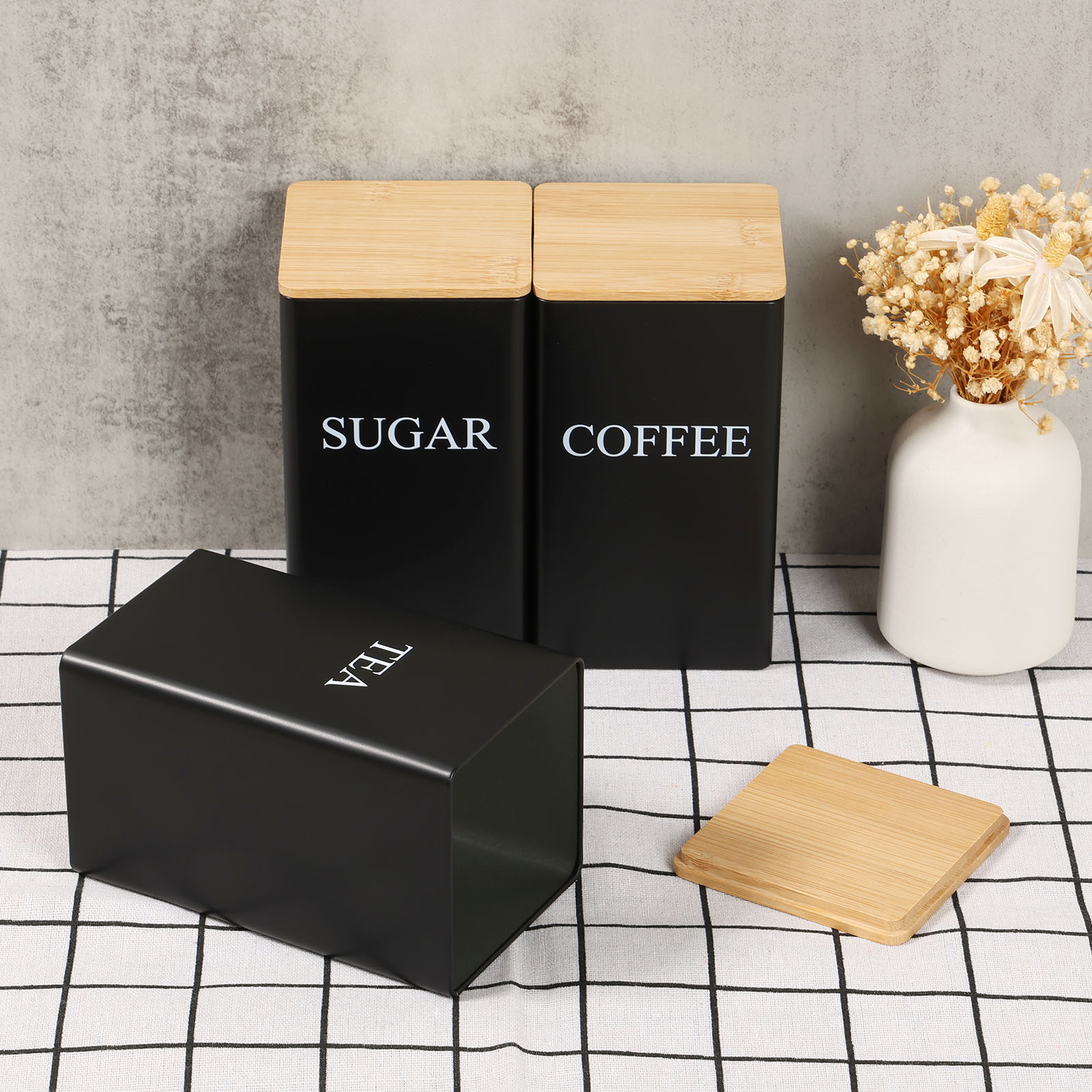 3Pcs Coffee Bean Tea Sugar Jar - Kitchen Bank ulasan dan harga
