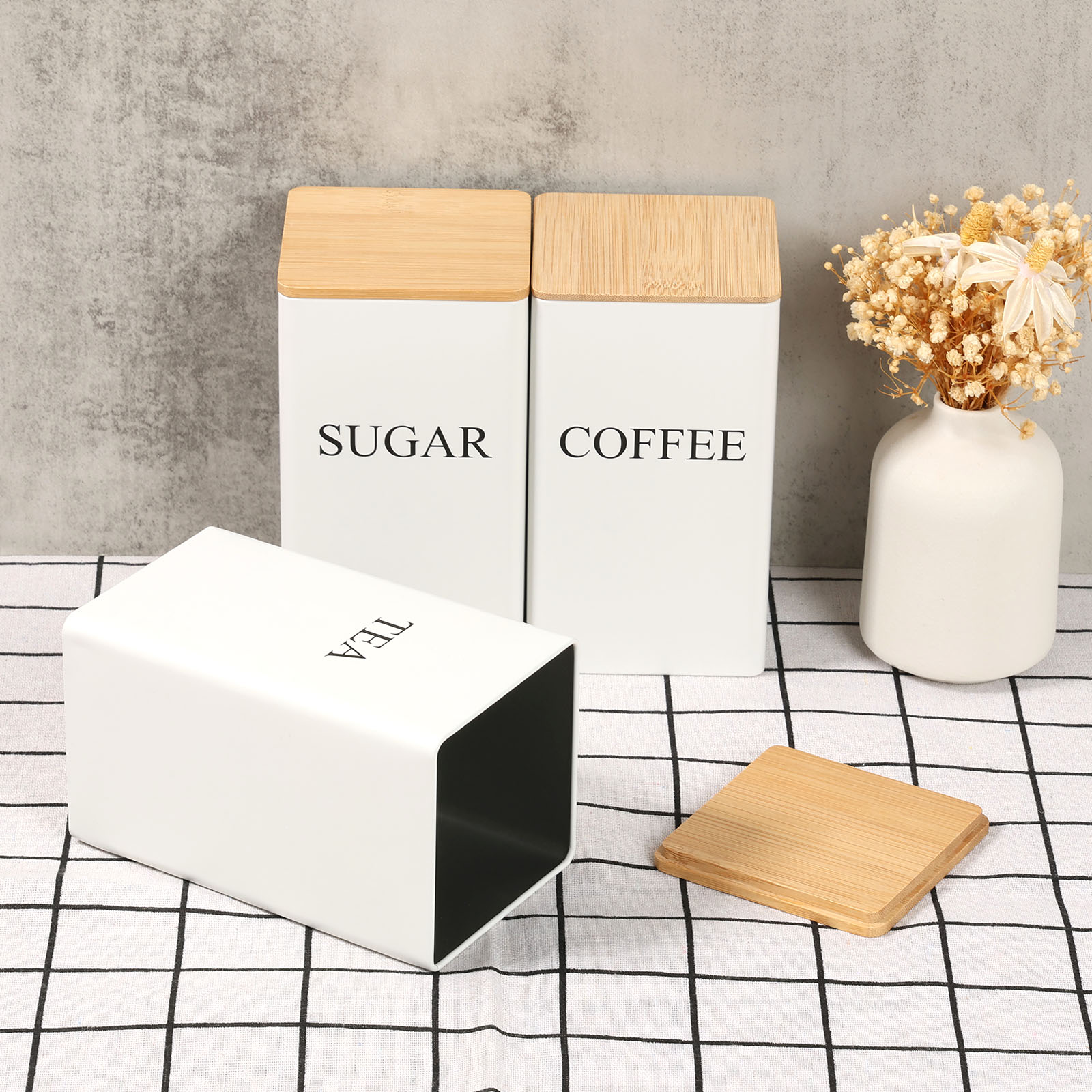 3Pcs Coffee Bean Tea Sugar Jar - Kitchen Bank ulasan dan harga