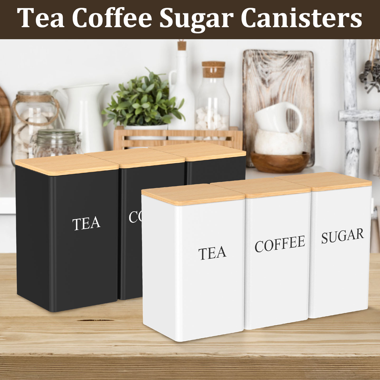 3Pcs Coffee Bean Tea Sugar Jar - Kitchen Bank ulasan dan harga