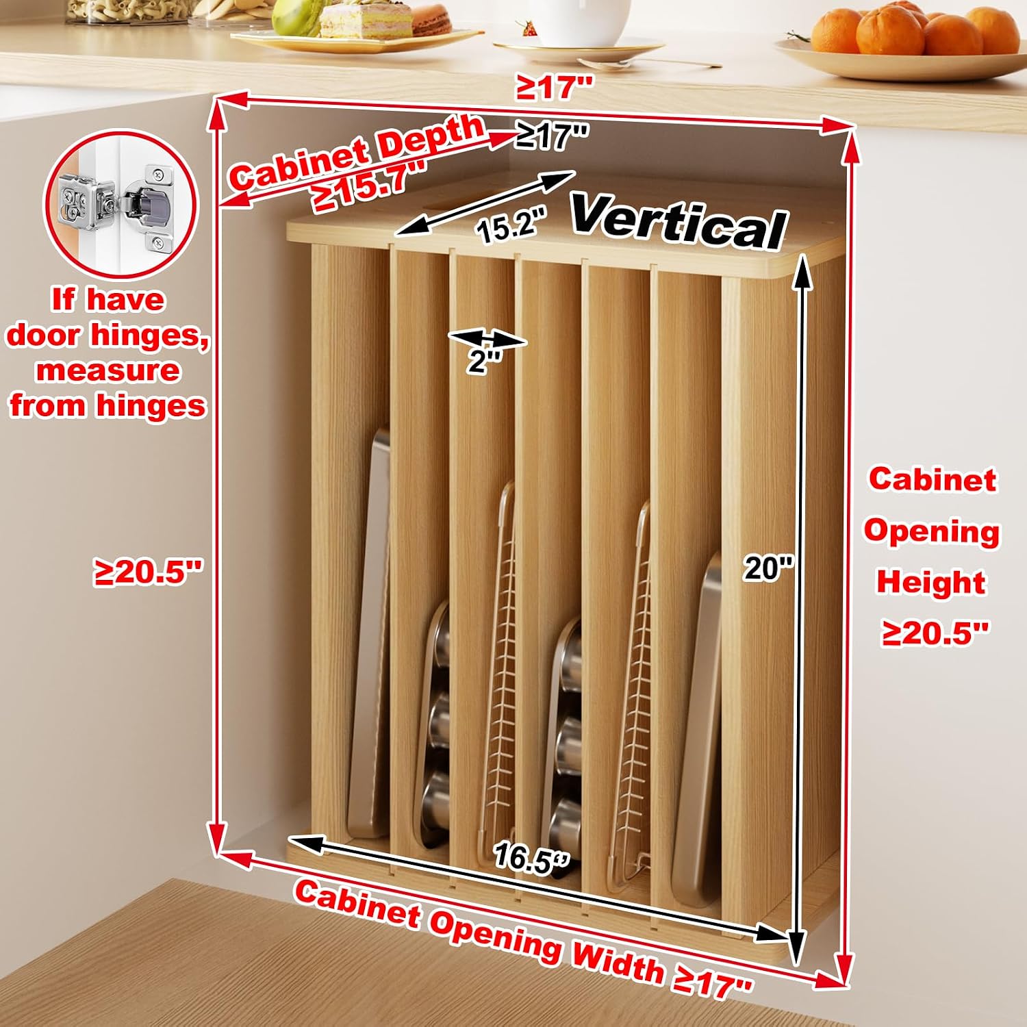 Wooden Bakeware Tray Divider O - Kitchen Cabinet Baking Organizer ulasan dan harga