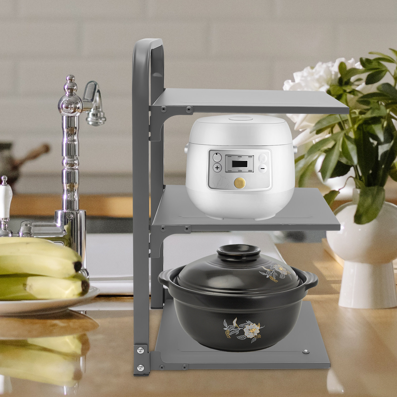 Foldable Kitchen Pot Rack Carb - Kitchen Baking Pan Storage ulasan dan harga