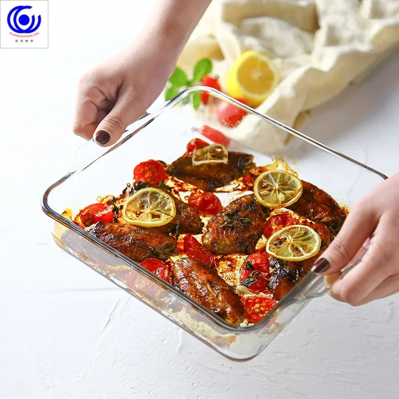 Large Capacity Toughened Glass - Kitchen Baking Pan Storage ulasan dan harga