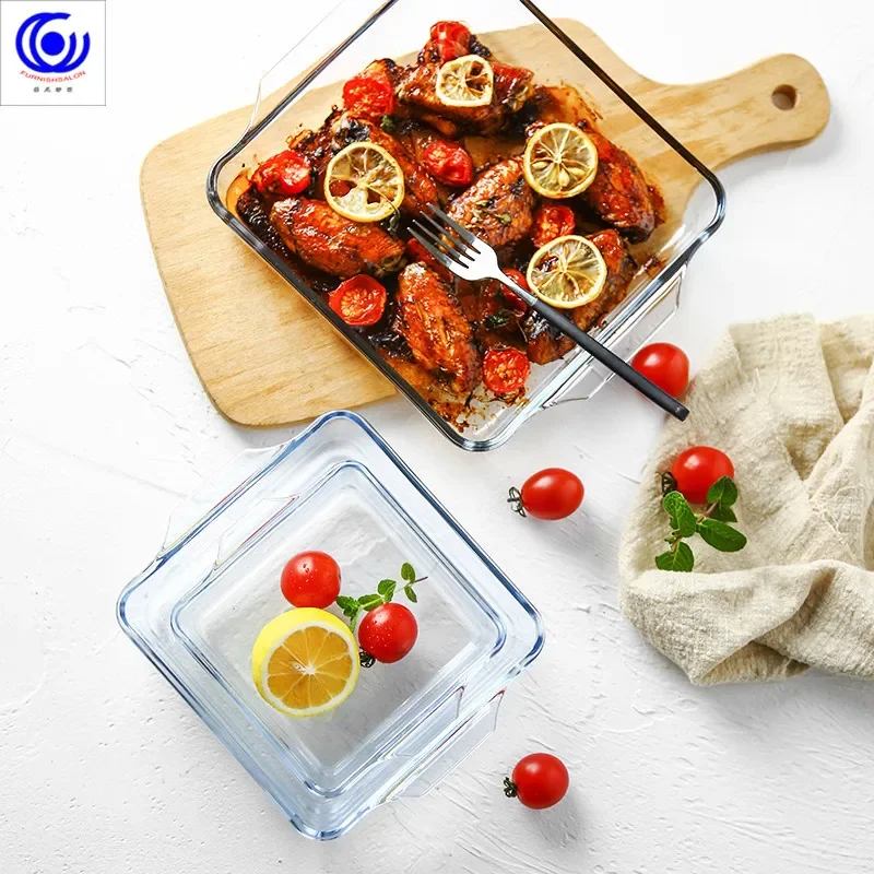 Large Capacity Toughened Glass - Kitchen Baking Pan Storage ulasan dan harga