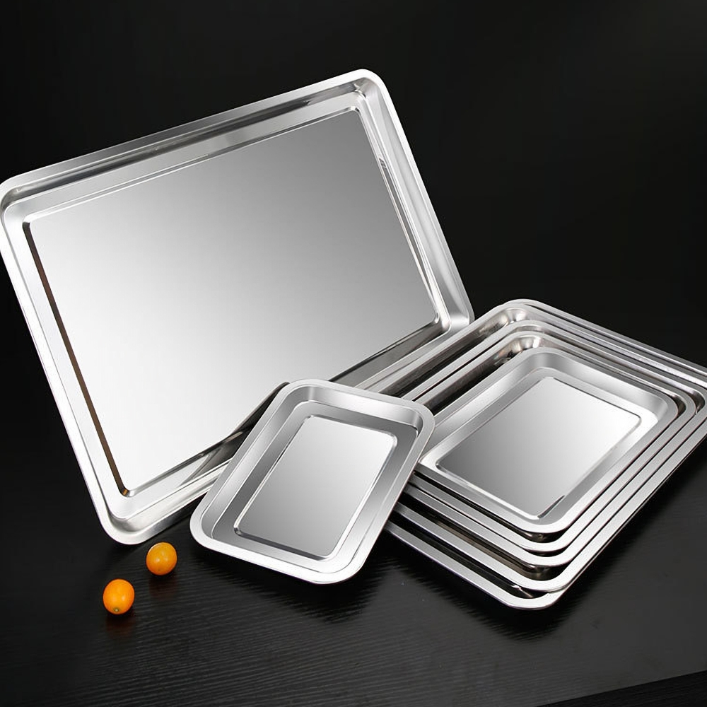 1PCS Stainless Steel Food Tray - Kitchen Baking Pan Storage ulasan dan harga