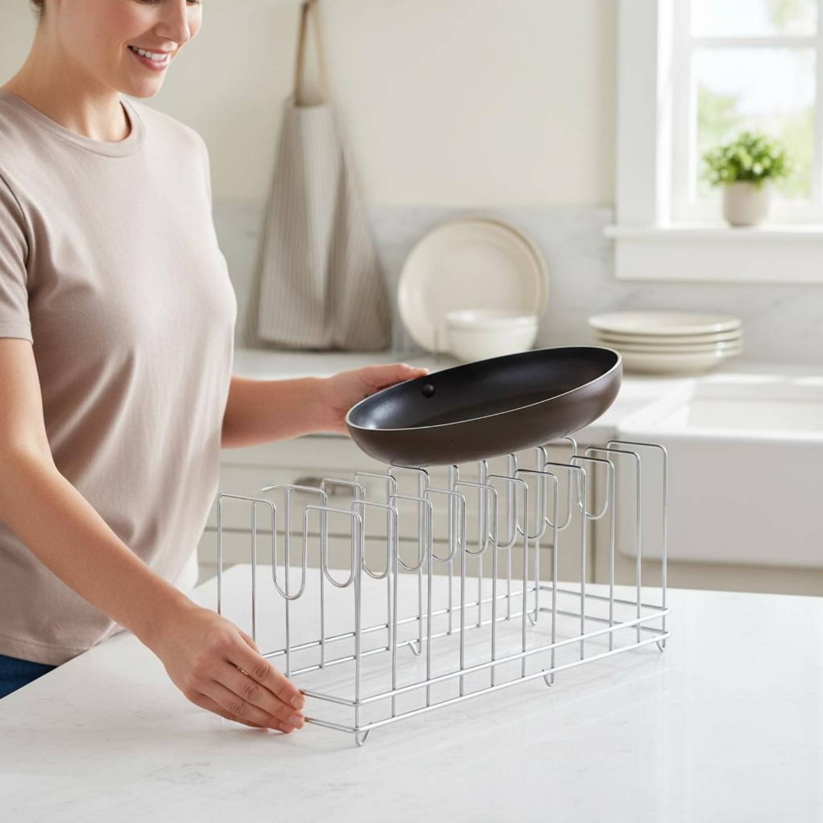 Pizza Pan Rack Space Saving Ba - Kitchen Baking Pan Storage ulasan dan harga